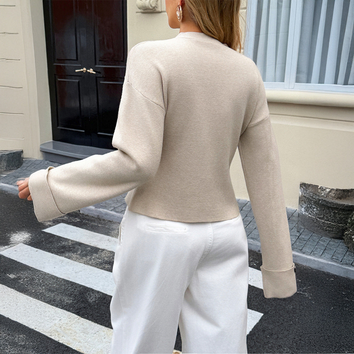 Giacca corta casual da resort con scollo a V