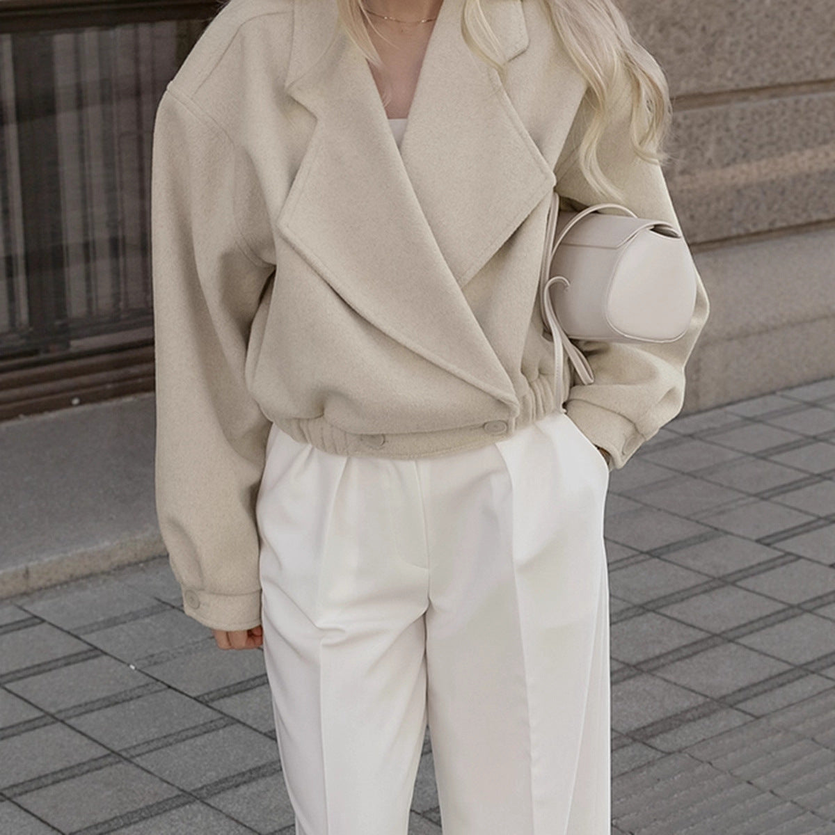 Cappotto in lana con colletto blazer