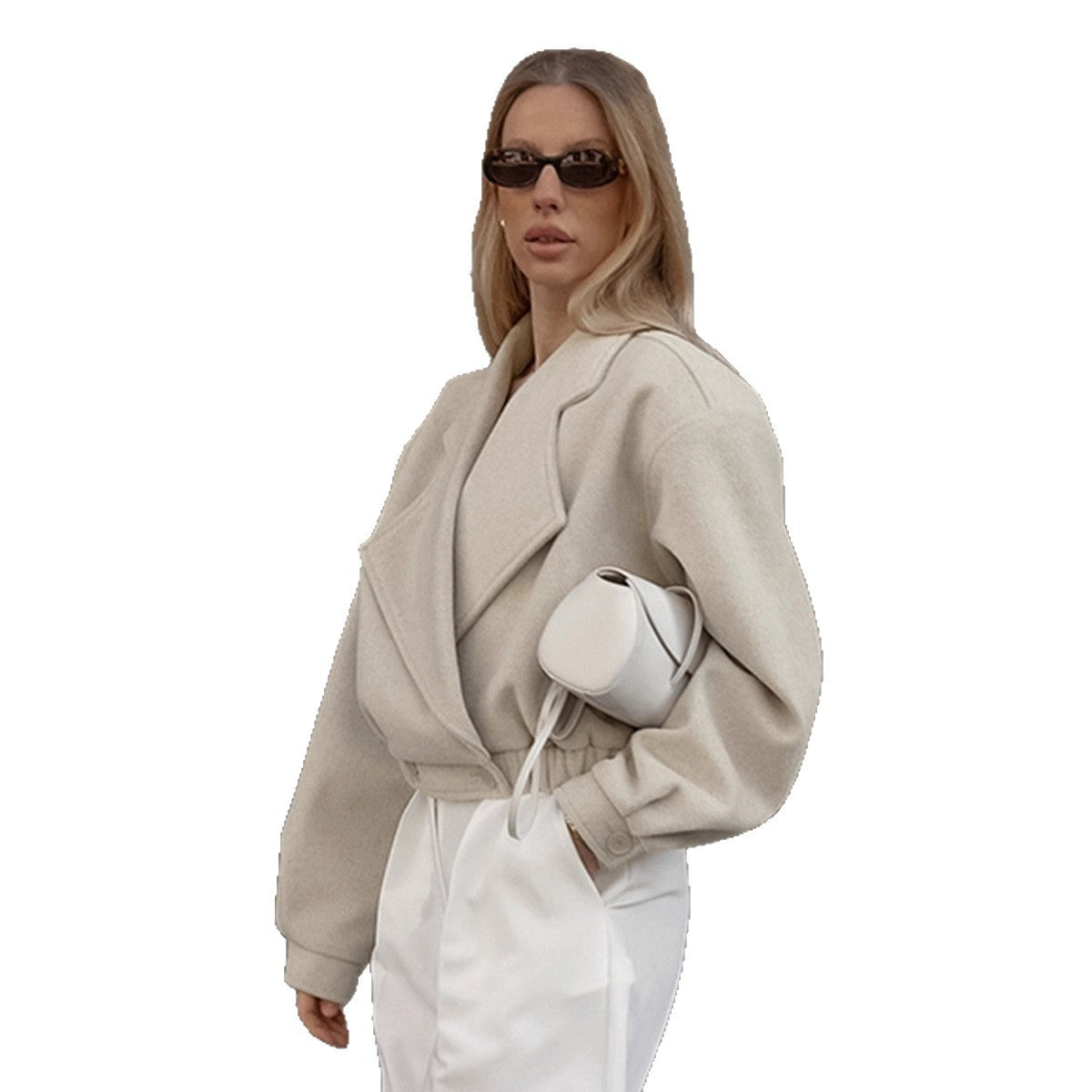 Cappotto in lana con colletto blazer