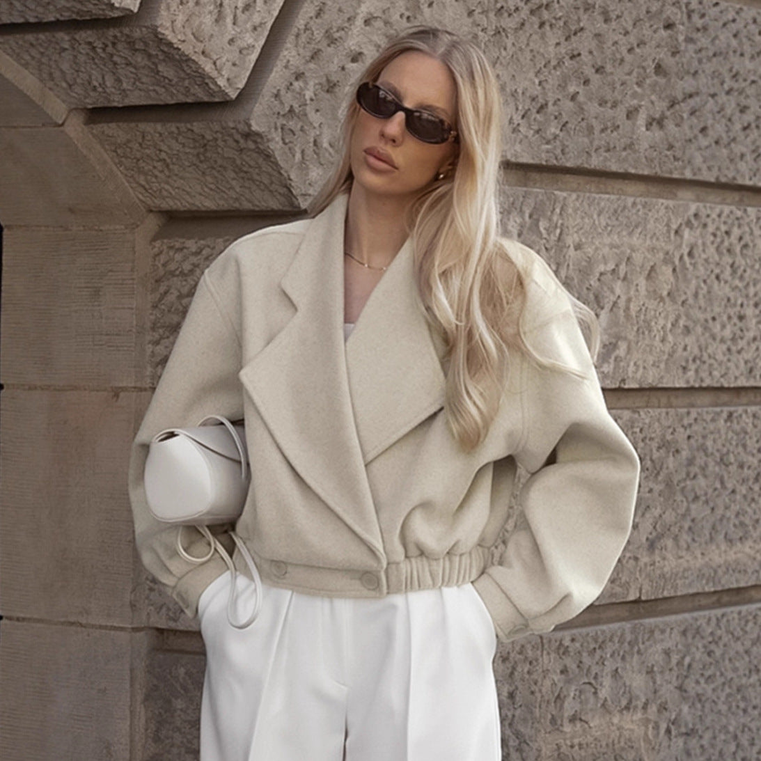 Cappotto in lana con colletto blazer